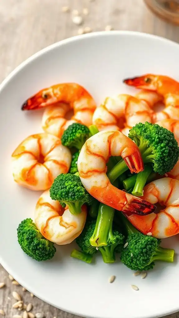 tasty shrimp with broccoli