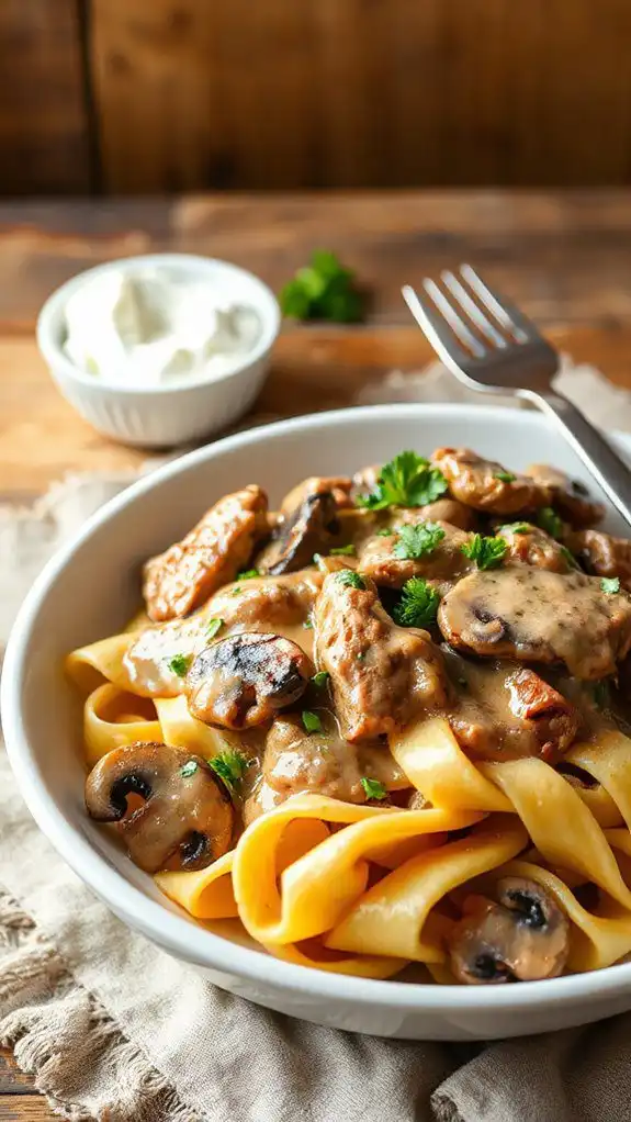 tender beef in creamy sauce