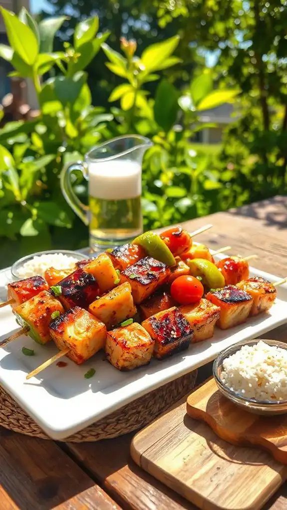 teriyaki glazed salmon skewers