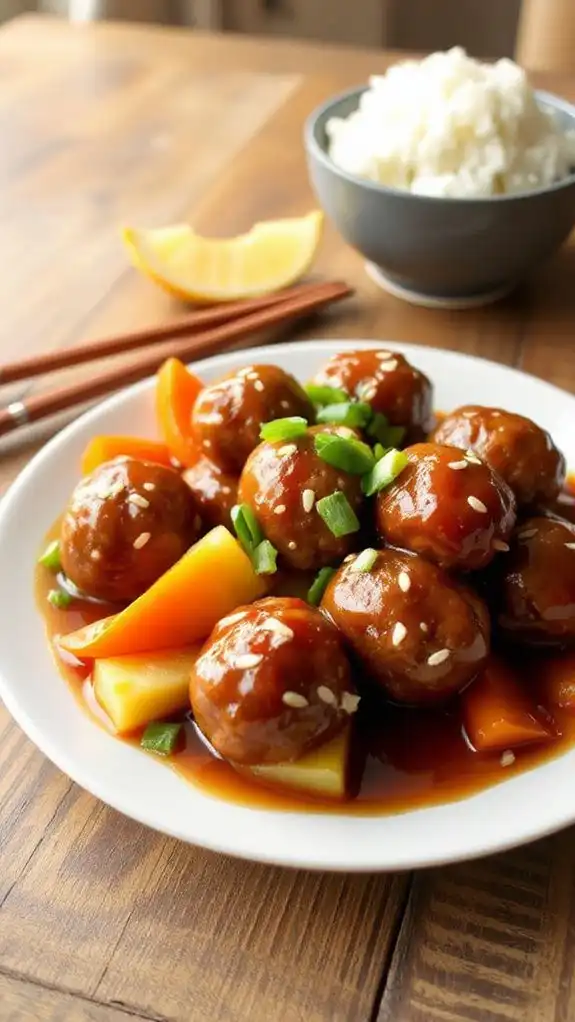 teriyaki meatballs with sweetness