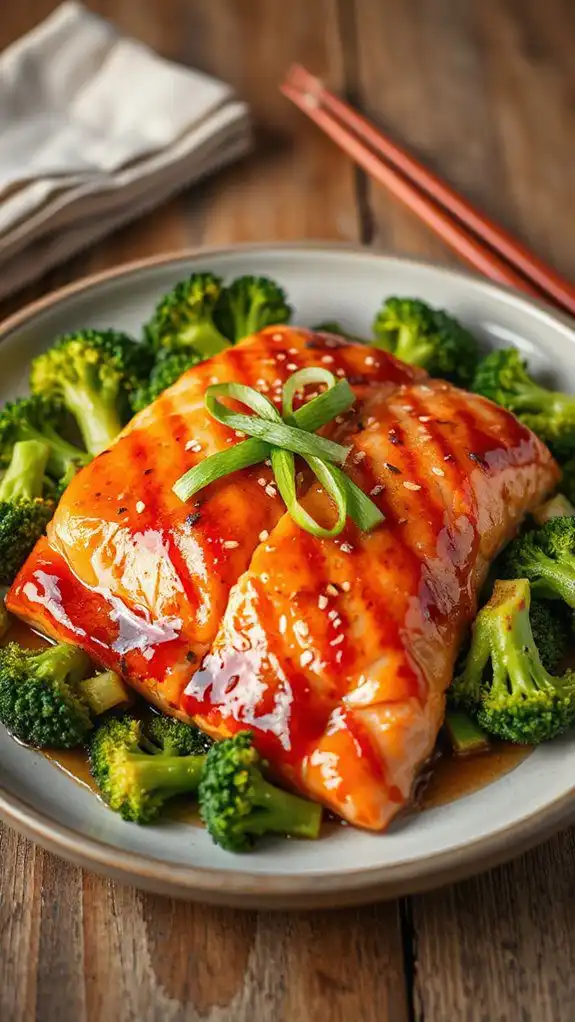 teriyaki salmon and broccoli