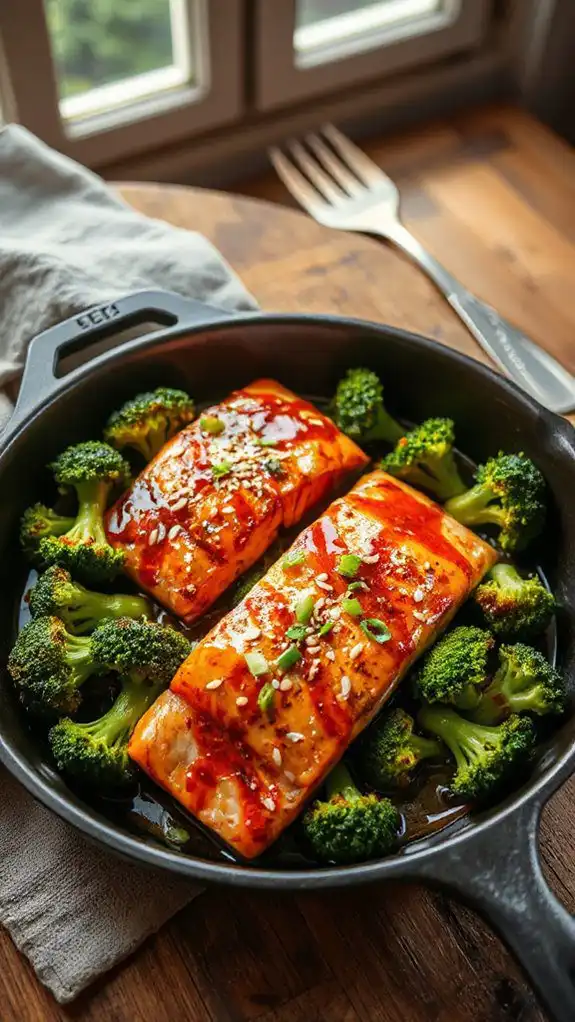 teriyaki salmon and broccoli