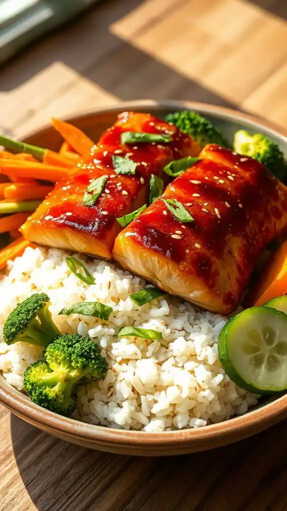 teriyaki salmon rice bowls
