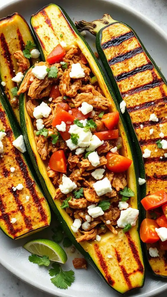 tex mex chicken stuffed zucchini
