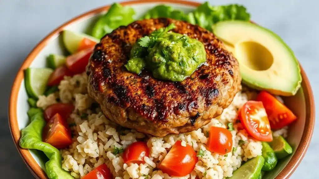 tex mex inspired burger bowl
