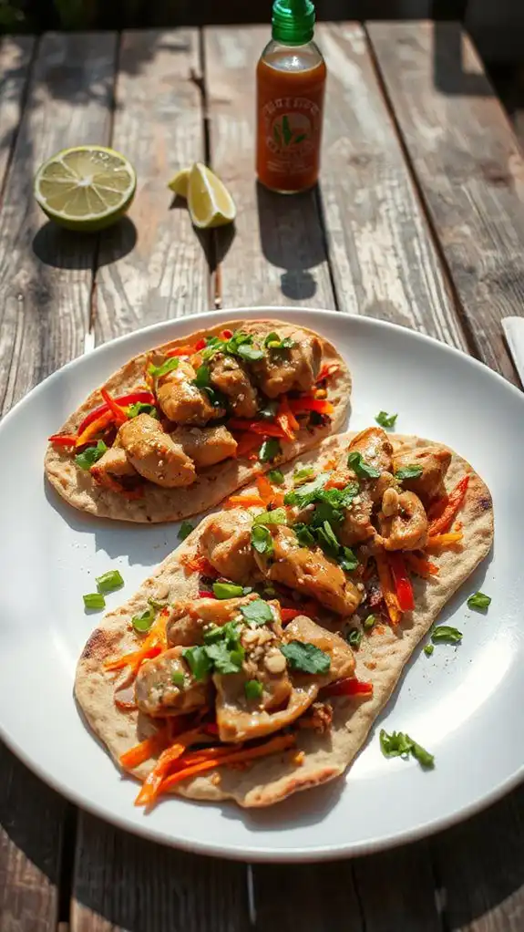 thai inspired chicken flatbread