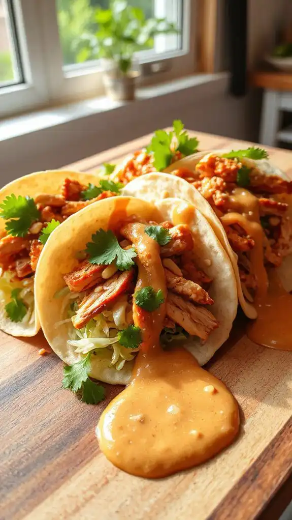 thai inspired chicken taco dish