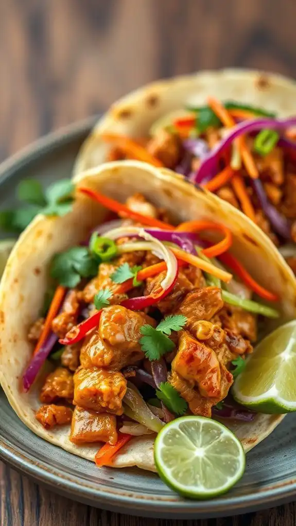 thai inspired chicken tacos