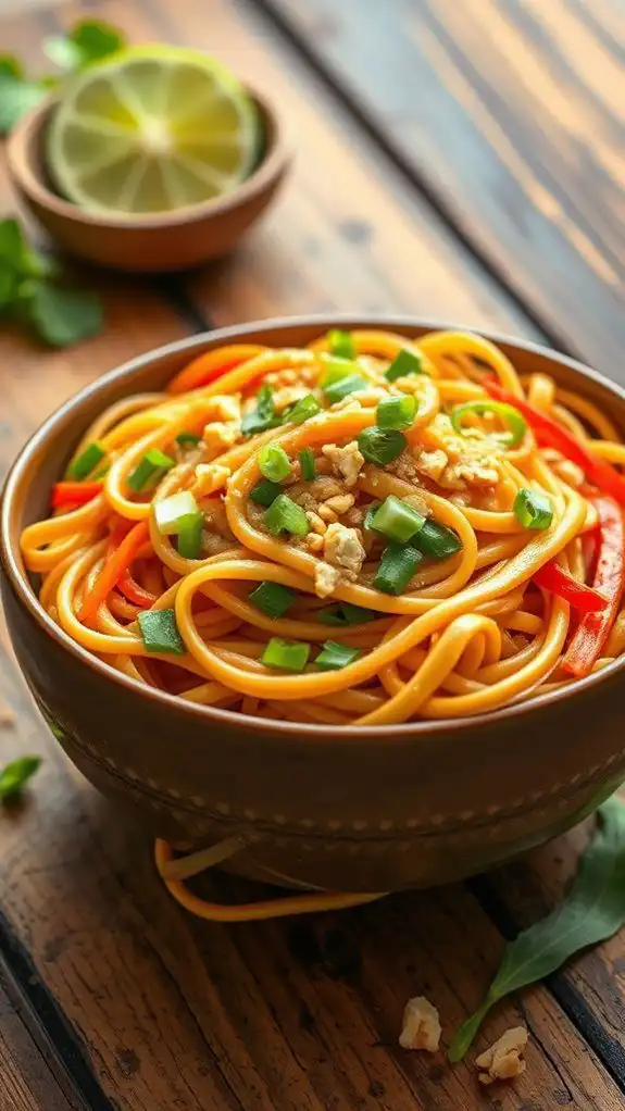 thai inspired peanut pasta dish