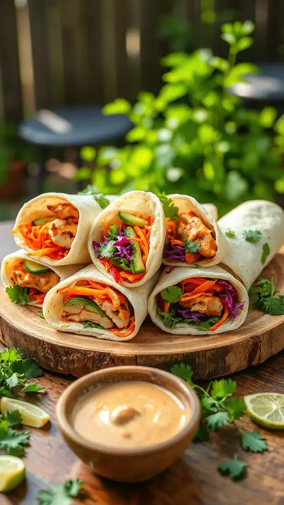 thai peanut chicken wraps