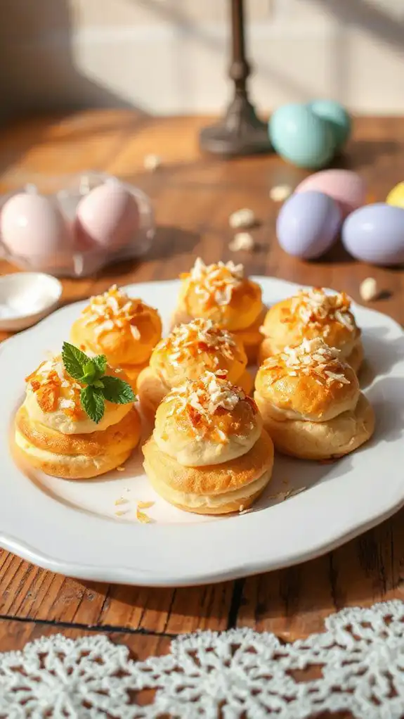 toasted coconut cream puffs