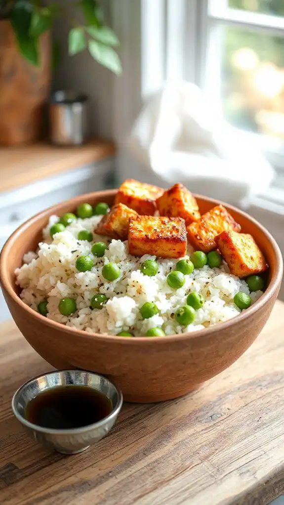 tofu cauliflower rice bowl