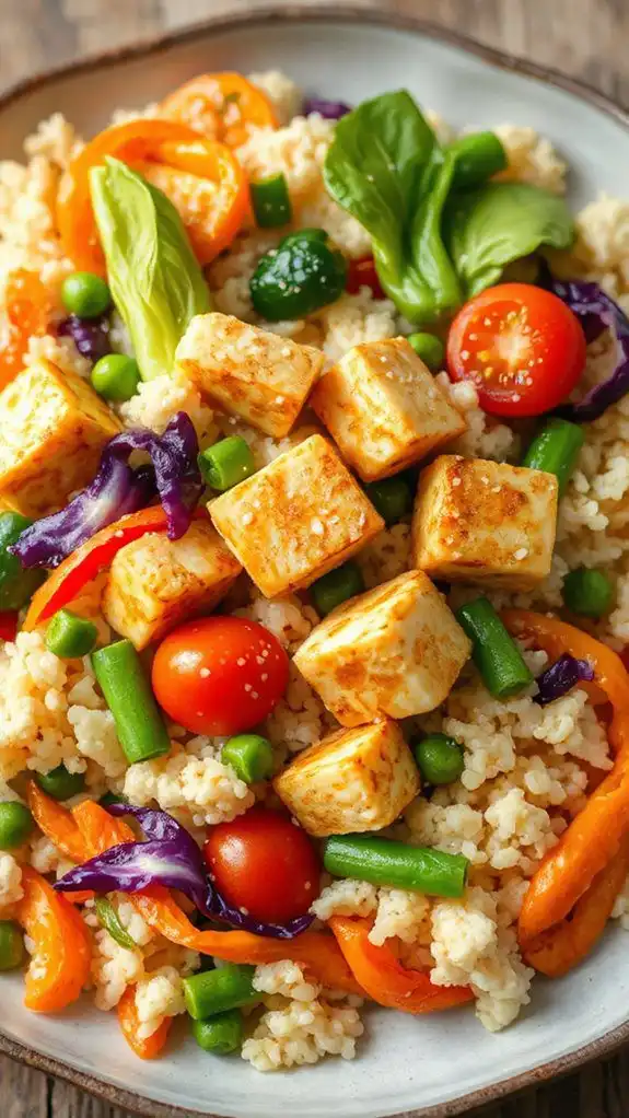 tofu cauliflower rice stir fry