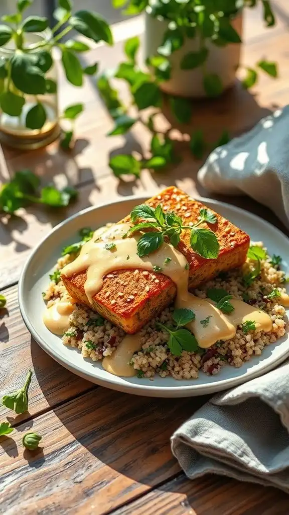 tofu coated with tahini