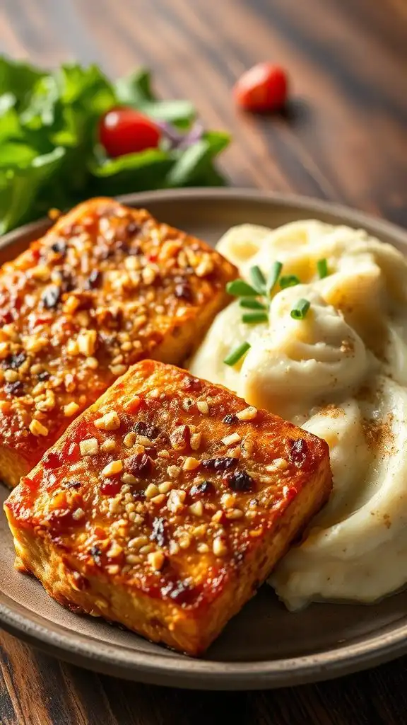 tofu steaks with garlic potatoes