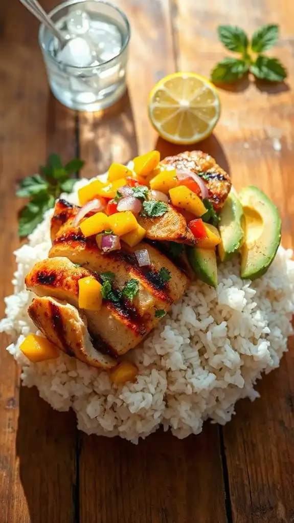 tropical chicken rice bowl