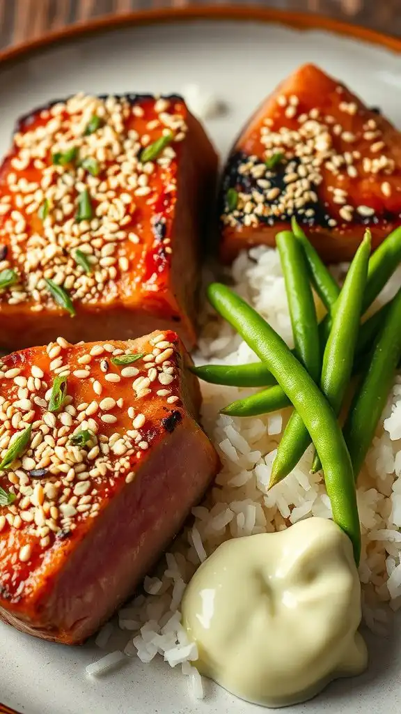 tuna steaks with wasabi aioli