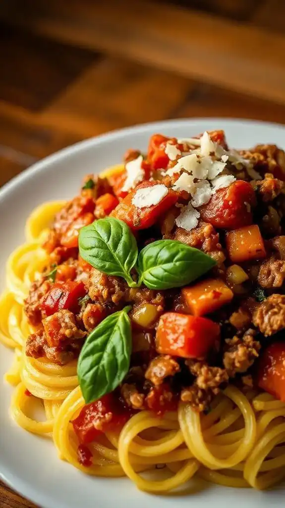 turkey bolognese over spaghetti squash