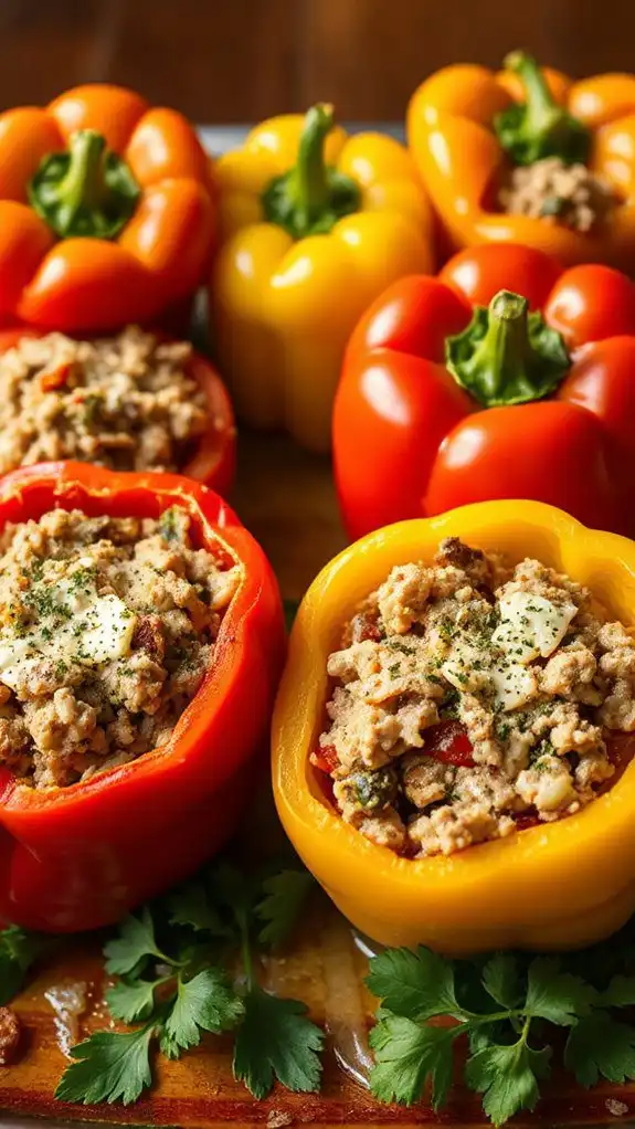 turkey filled bell peppers