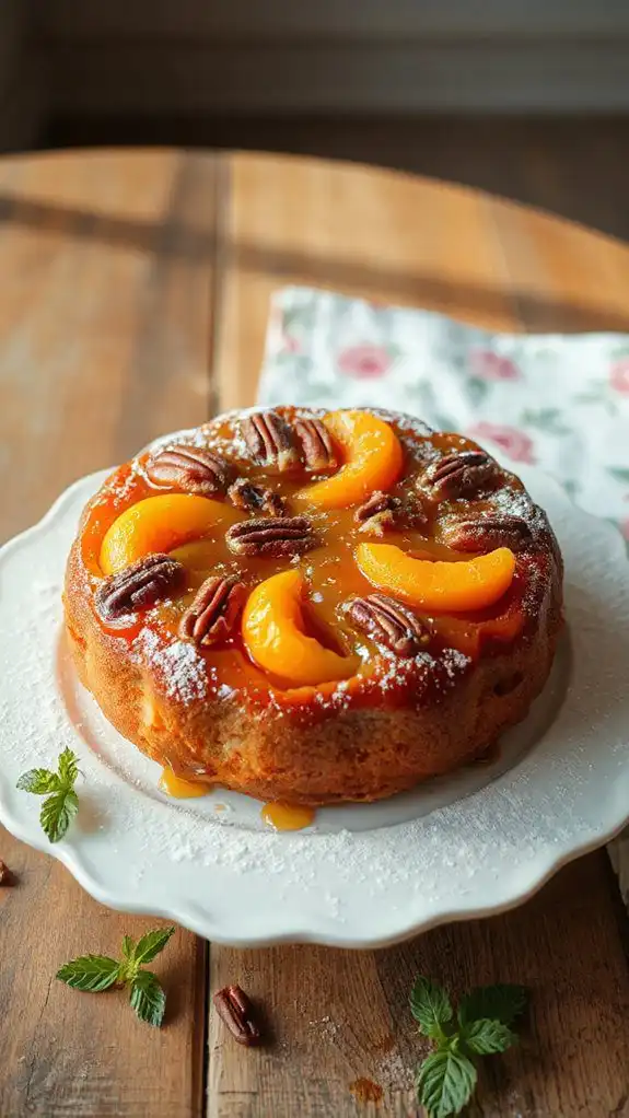 upside down apricot pecan cake