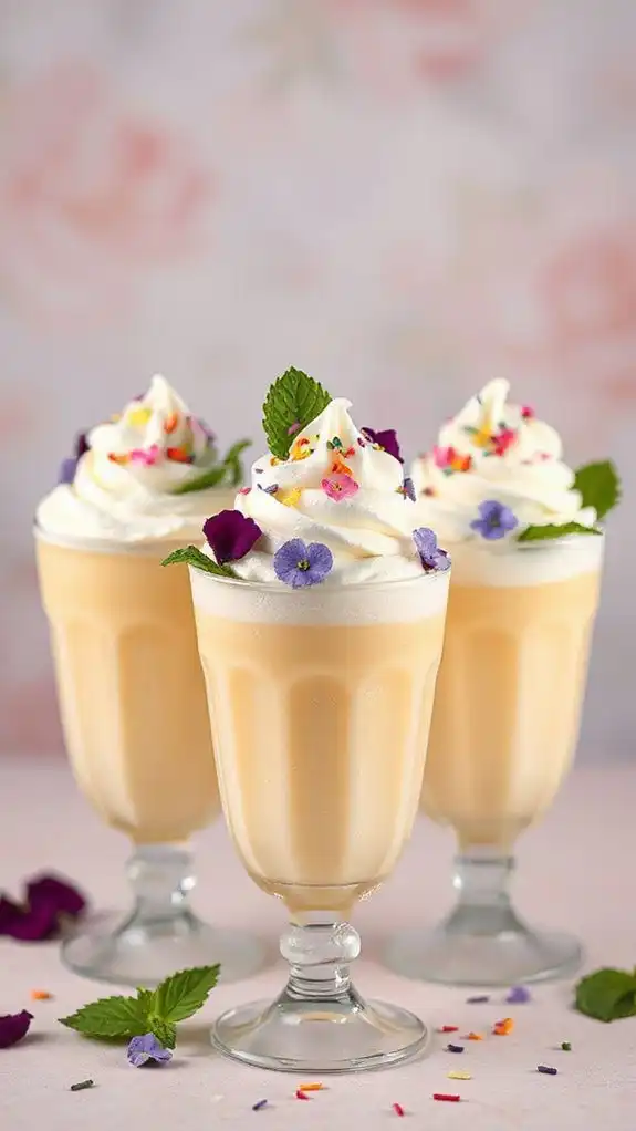 vanilla milkshake with flowers