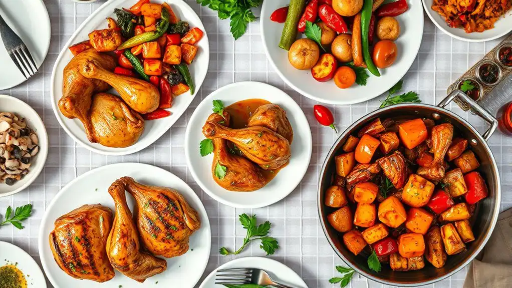 variety of chicken dishes
