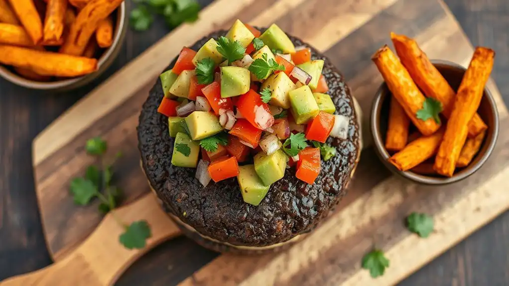vegan burger with salsa