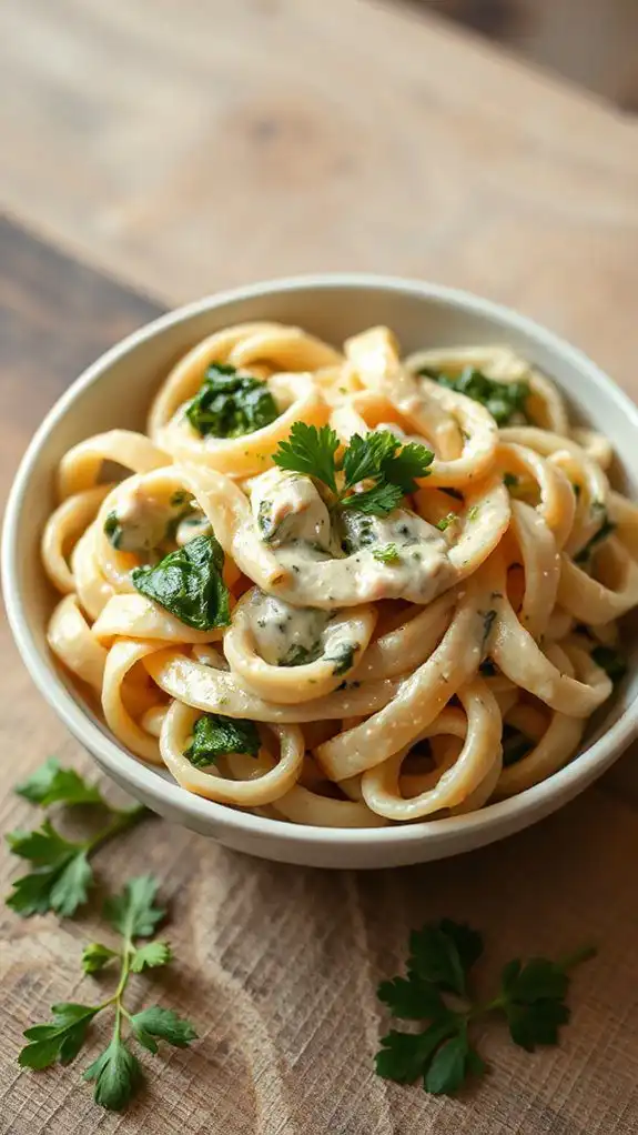vegan spinach artichoke pasta