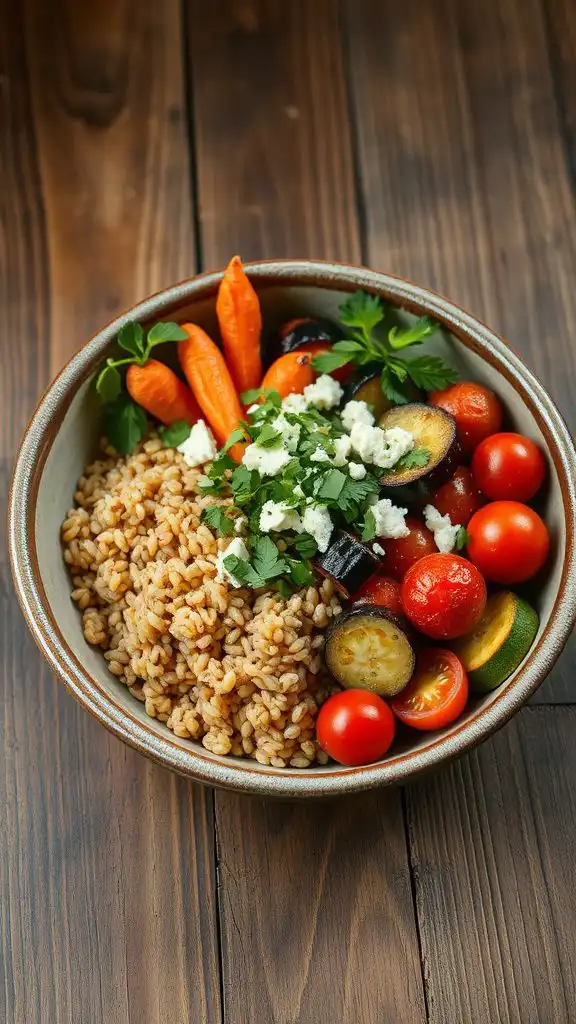 vegetable and farro bowl
