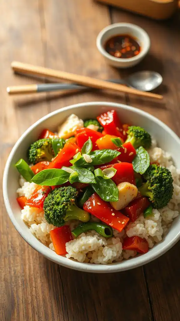 vegetable filled cauliflower stir fry