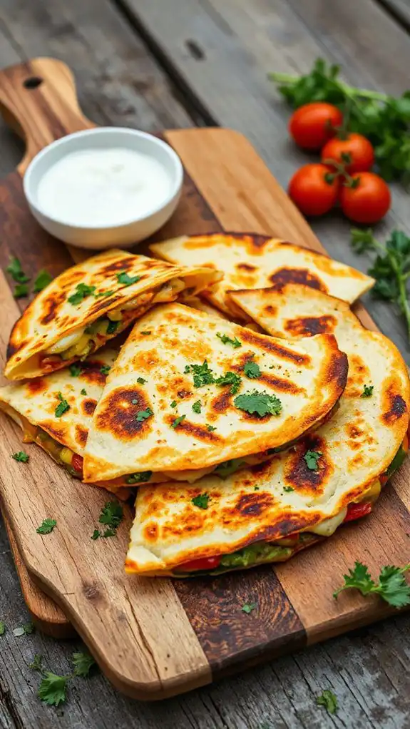 vegetable filled cheesy tortillas