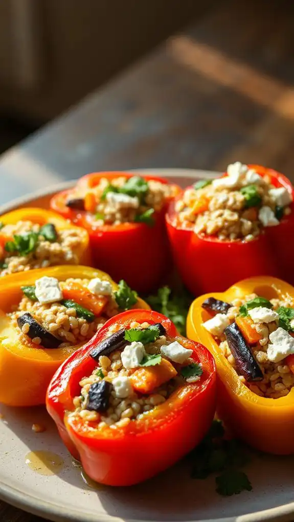 vegetable filled oat peppers