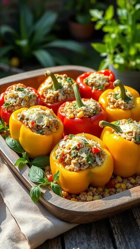vegetable filled rice peppers
