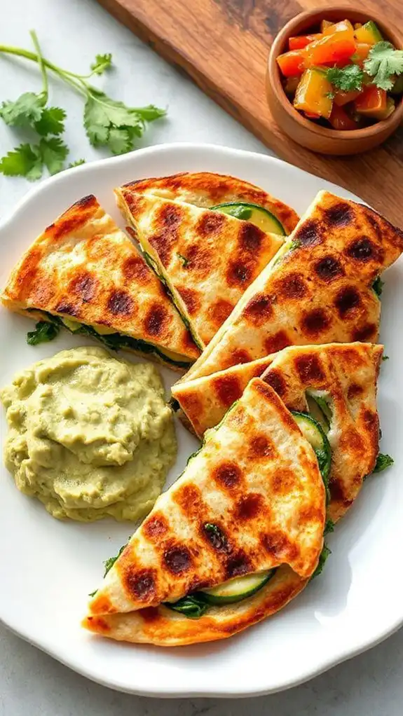 vegetable filled skillet quesadillas