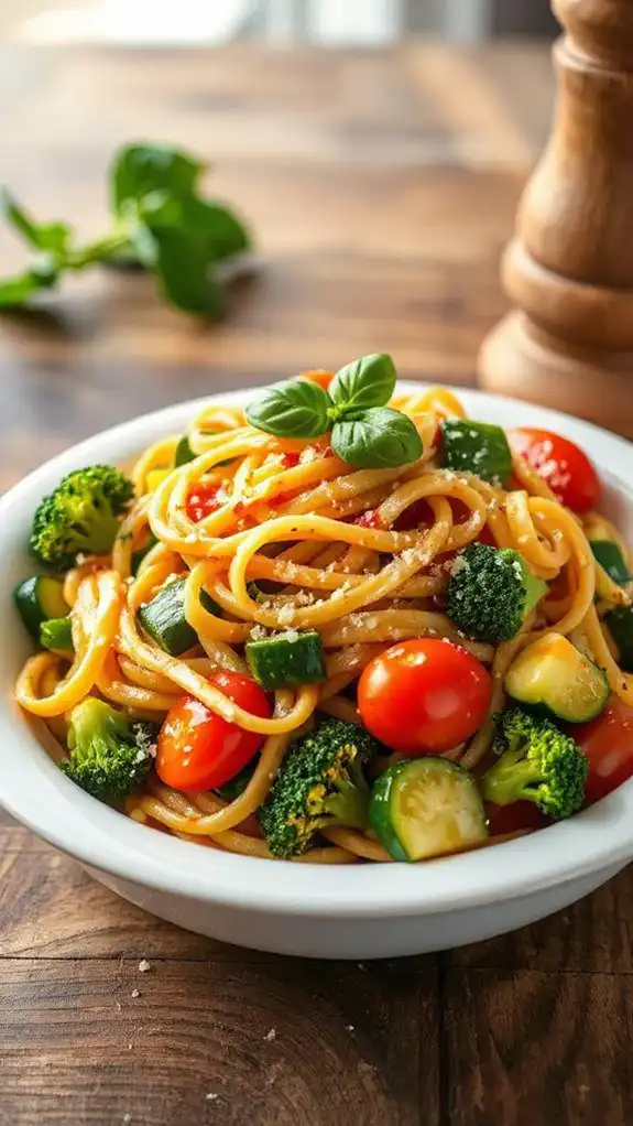 vegetable loaded pasta dish vegetable loaded pasta dish