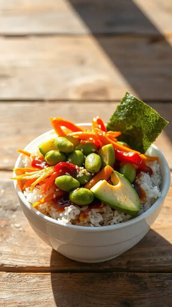 vegetable sushi rice bowl