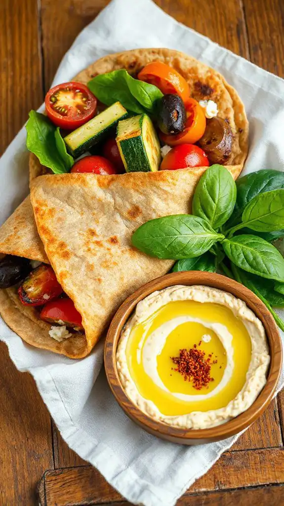 vegetable wrap with hummus