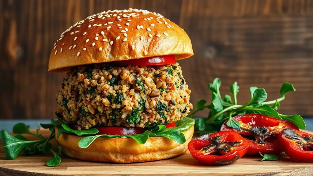 vegetarian burger with quinoa