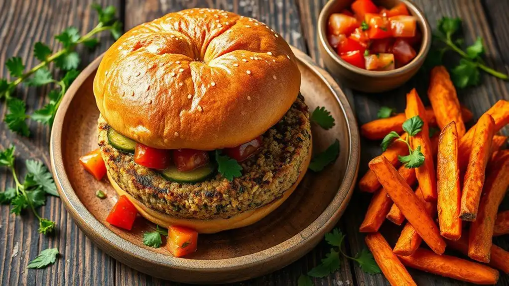 vegetarian burger with salsa