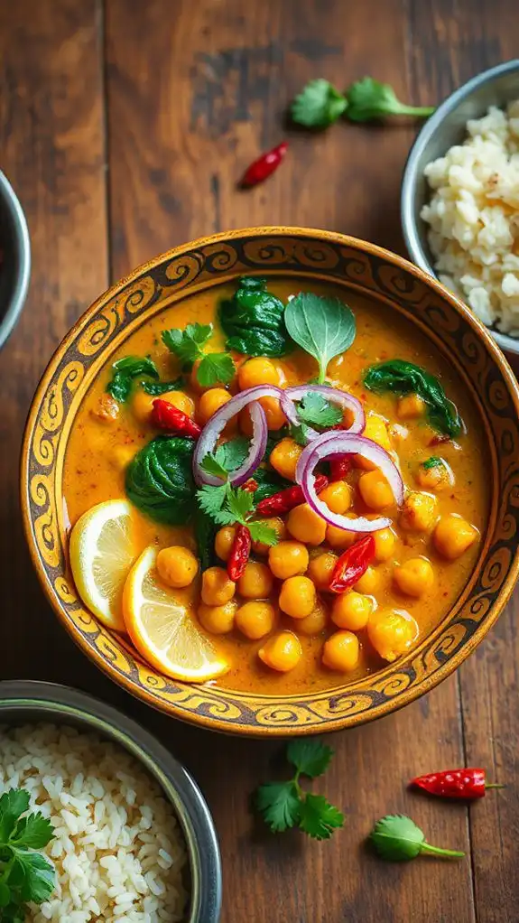 vegetarian chickpea spinach curry