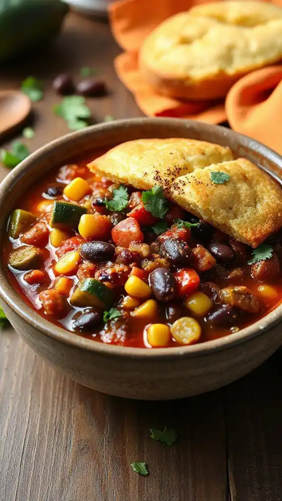 vegetarian chili with cornbread