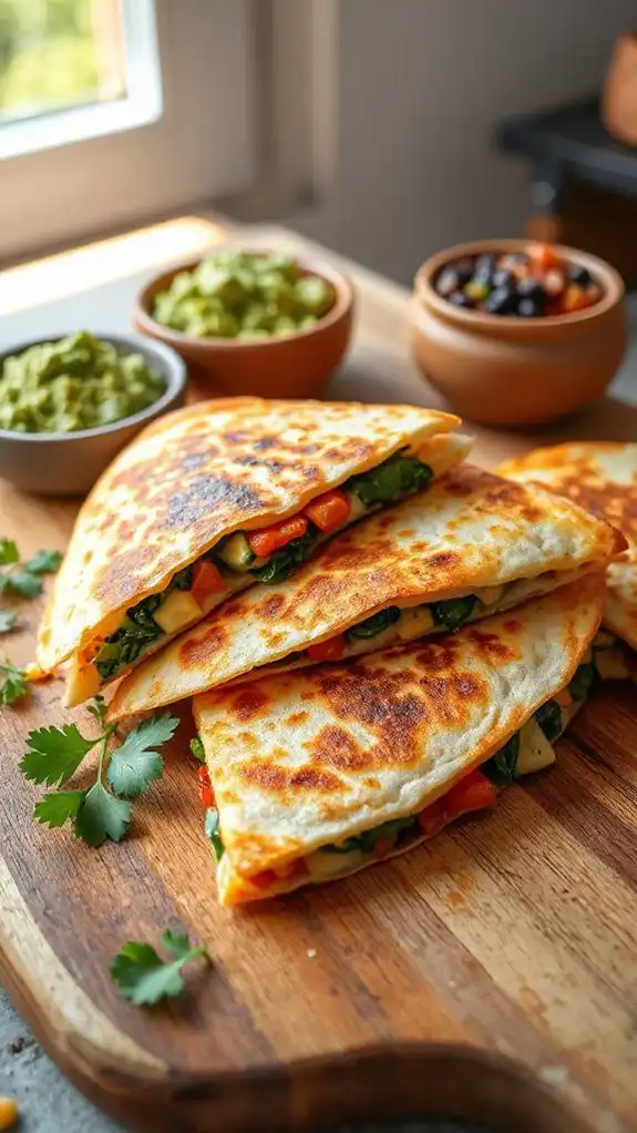 vegetarian filled cheesy tortillas
