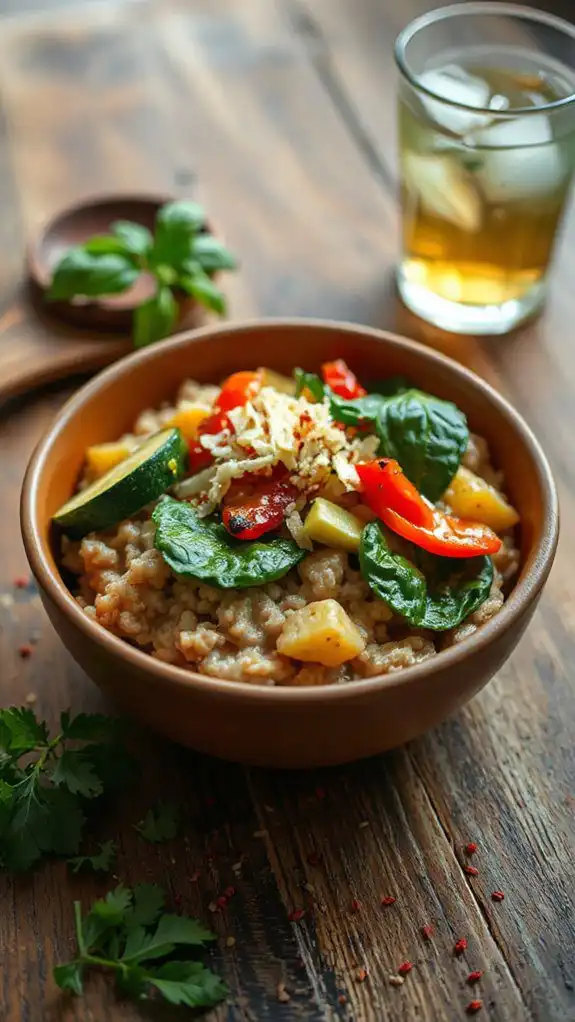 vegetarian oatmeal with vegetables
