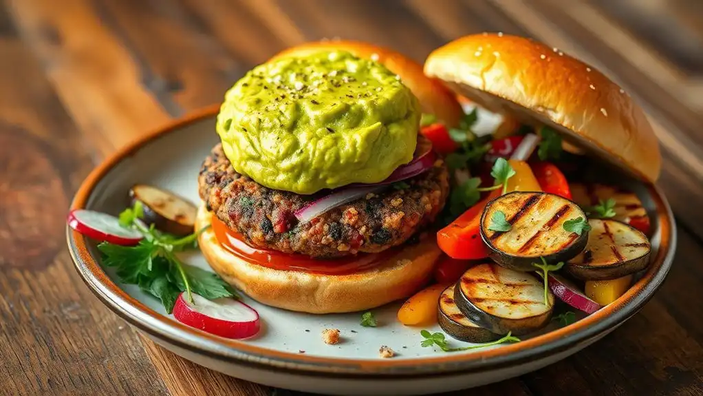 veggie burger with avocado