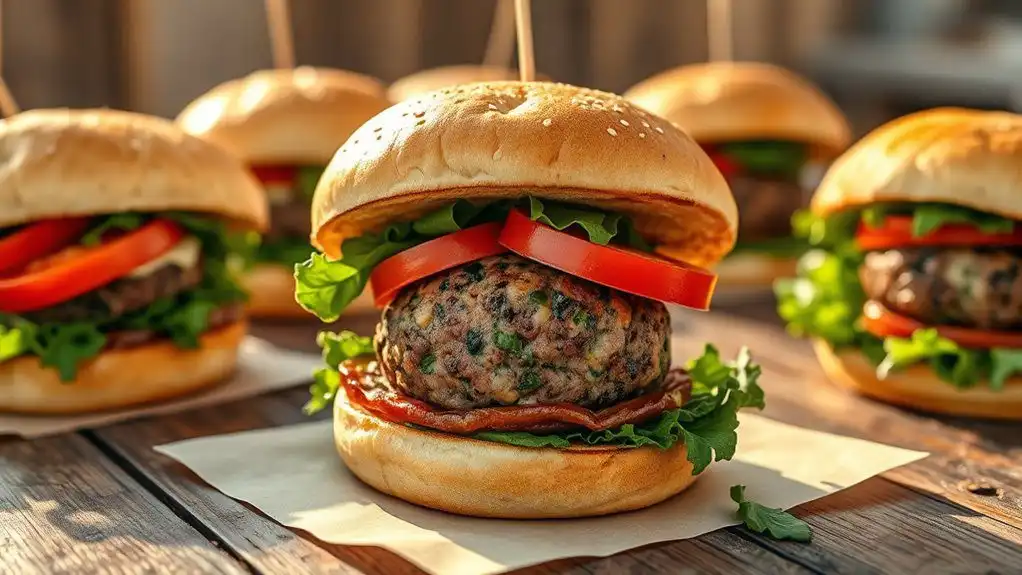 veggie packed meatball burgers