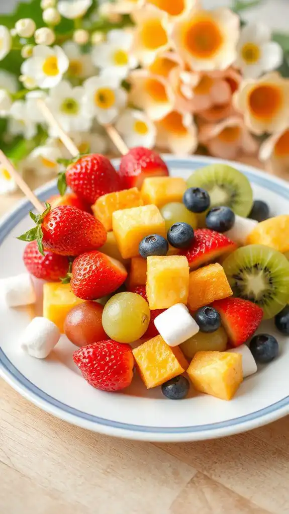 vibrant fruit on skewers
