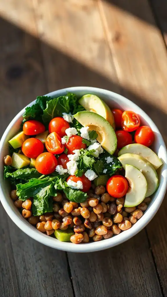 vibrant lentils and kale