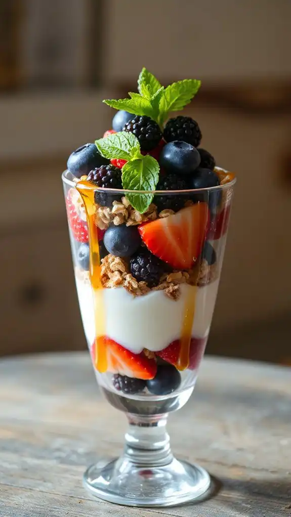 yogurt layered with berries