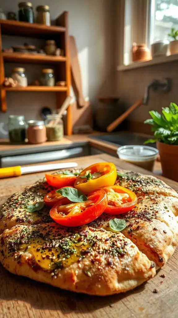 za atar topped pita pizza