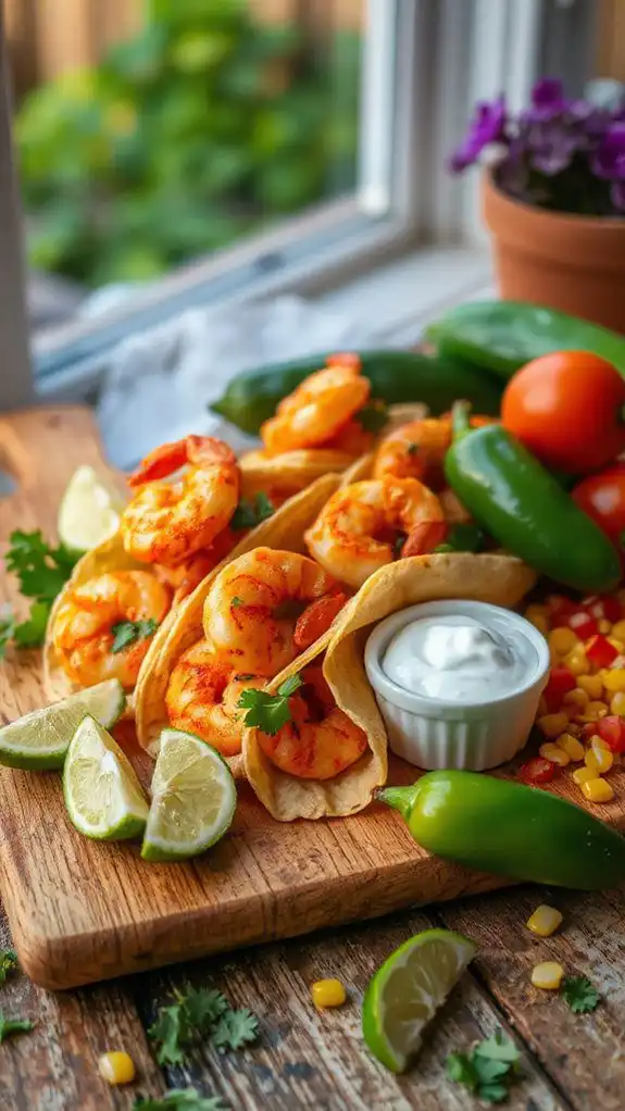 zesty shrimp filled tortillas